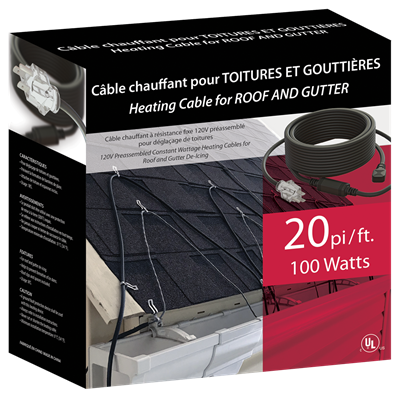 Ruban Chauffant 120V 80 Pieds Pour Toit Et Gouttières - 8W/FT, Dégivrage Neige, Câble Chauffant Résistant